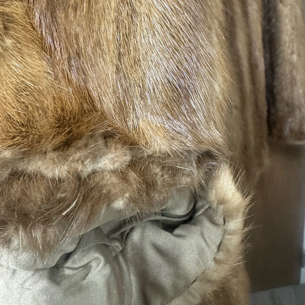 Custom made Mink Fur coat ladies Size 12-14 Jacket with Plush Fur Collar - Picture 15 of 16